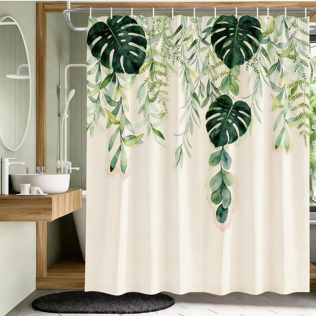 Elegant Floral Butterfly Shower Curtain – Waterproof Bathroom Decor with Tropical Plants, Multiple Sizes 90x180cm - 300x180cm
