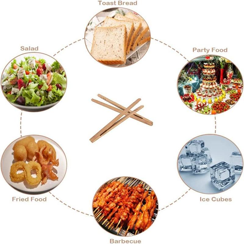 4 Stück Bambus-Toastscheren 18cm Toasterzange Teeklammer Pinzette Bambuszange für BBQ Frittiertes Brot Tee Kochen Küchenzubehör