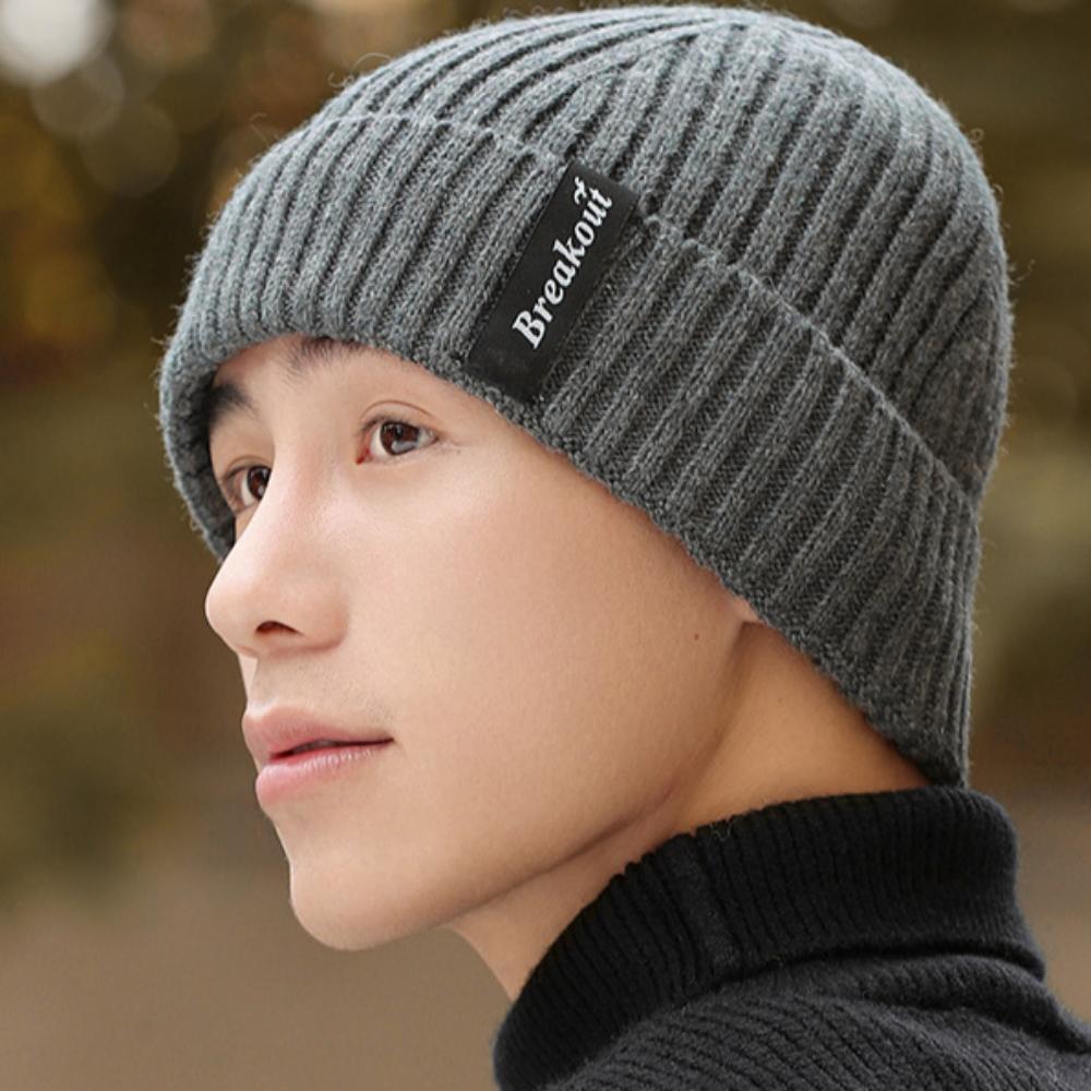 Wool Thick Knitted Hat Men's Winter Earmuffs Warm Hat Outdoor Cold and Windproof Wool Hat