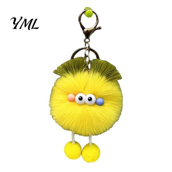 Plush Bag Accessory Cartoon Ball Keychain, Fluffy Pompom Keychain with Metal Clasp, Key Holder Backpacks Handbags Keys Decorative Pendant for