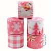 5 Yards/roll Pink Christmas Wire Edge Cuk Strap Gift Christmas Box Decoration Ribbon Packaging Can Be Tied In Butterfly Shape for Holiday Decoration