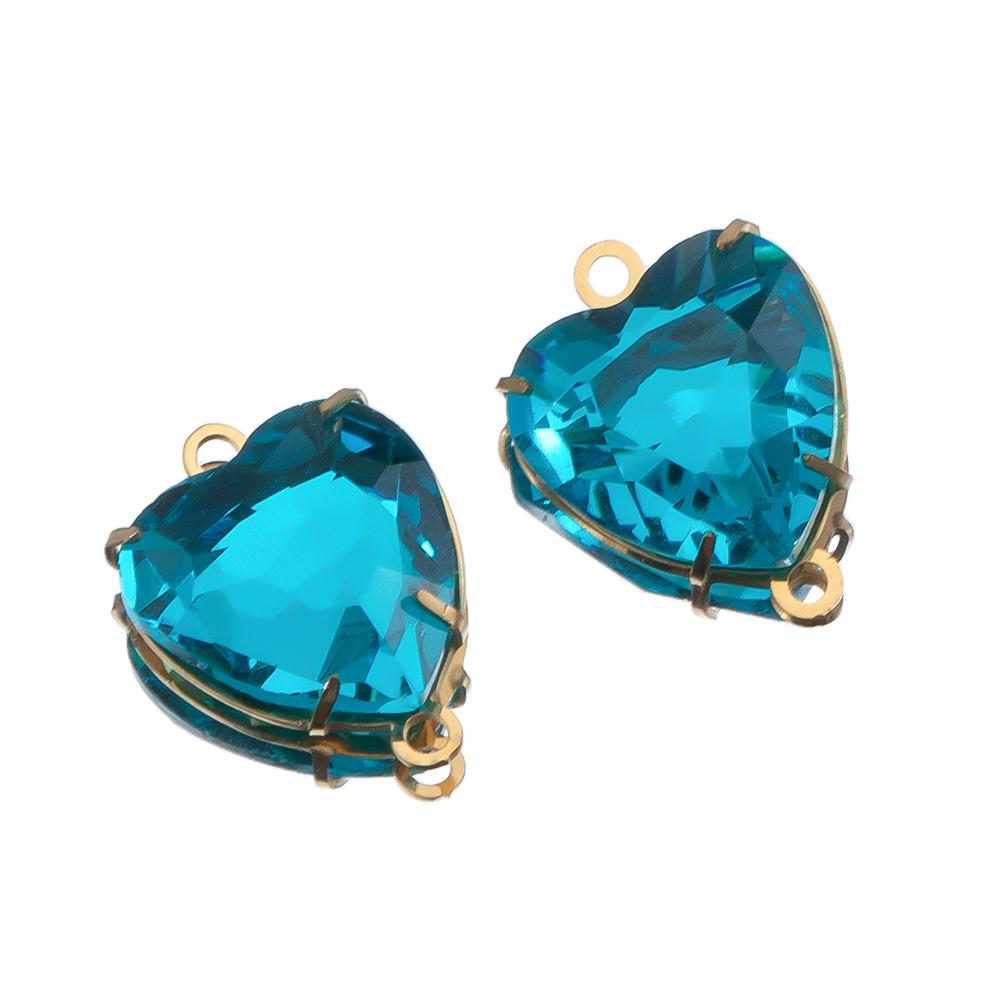 10pcs Glass Heart Pendants Base Stainless Steel Double Hole Colorful Crystal Charms Connector for DIY Necklace Jewelry Makings