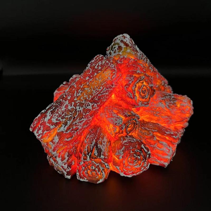 LED Resin Charcoal Flame Light: Modern Minimalist Battery-Operated Ornament & Christmas Gift Props