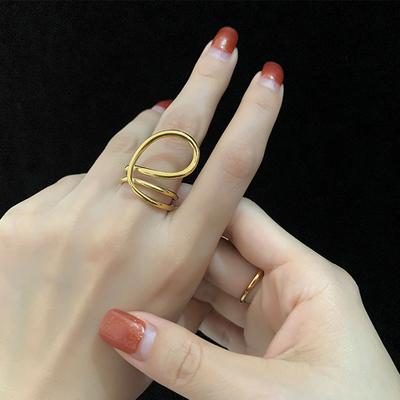 Girl's Hollowed Out Large Ring with Double Line Design