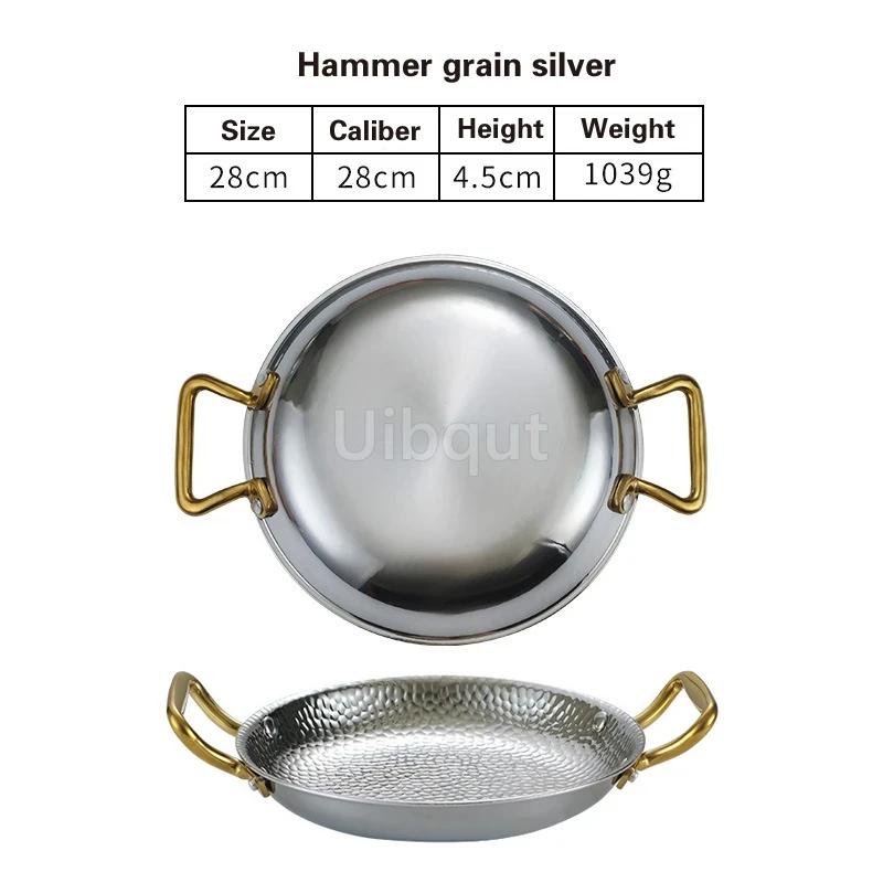 Commercial Crayfish Plate Flat Bottom Stewed Rice Pot Double Ear Frying Pan Hotpot 304 Stainless Steel Spanish Seafood Rice Pot