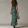 2026 summer new station retro floral temperament suspender high split dress