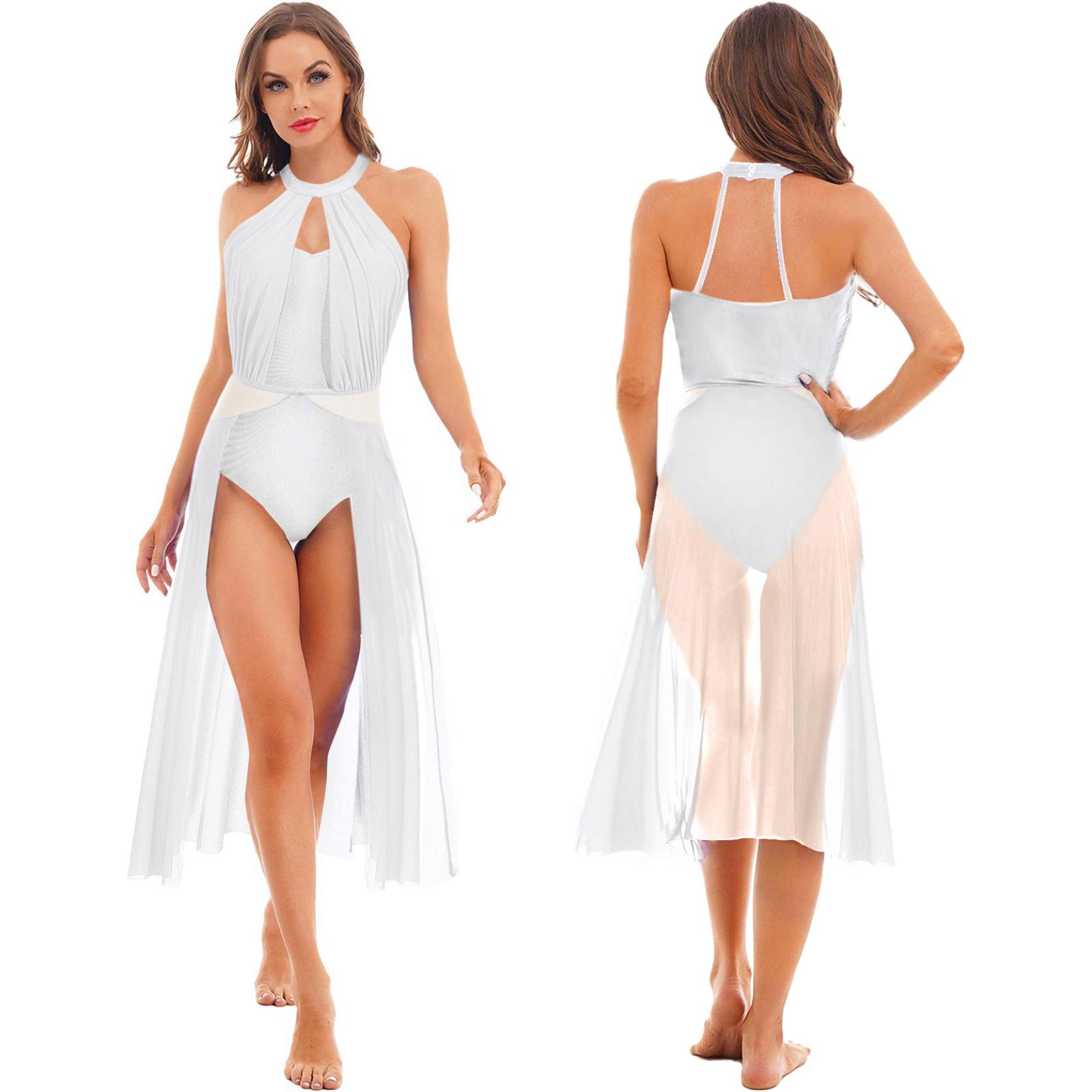 

Женская одежда для бальных танцев и девочек, трико без рукавов, праздничное платье, костюм для лирического танца XL белый