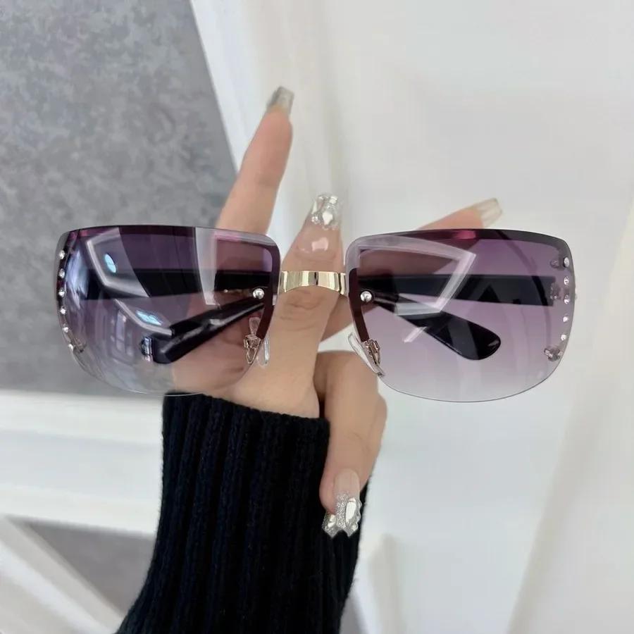 Minimalistische Eckige Designer Sonnenbrille Damen Herren Randlos Bunte Sonnenbrille Weiblich Männlich Marke Mode