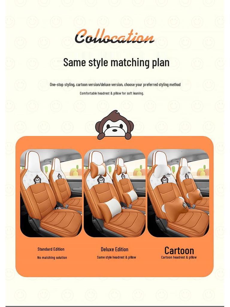 Wuling Qingkong Cartoon Full Leather Car Seat Cushion - Universal Fit for All Seasons