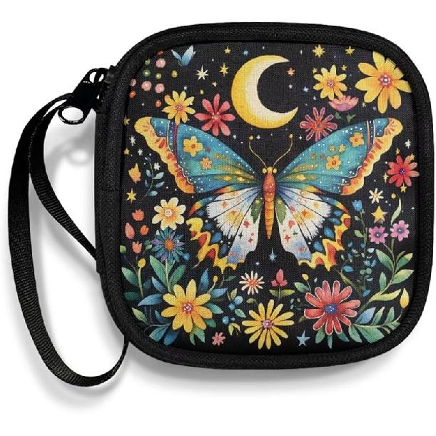 Mushrooms and Moon Carrying Earphone Case Pouch Storage Bag Holder-Earbud Case Headphones Storage Bag Pouch for Headphone, Bluetooth