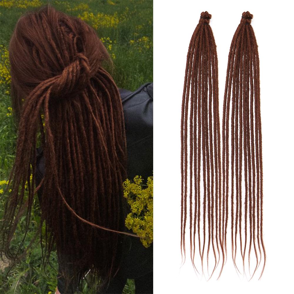 24 Inch DreadLock Extensions Handmade Thin And Soft Reggae Hip-Hop Style Synthetic DreadLock Extensions Crochet Hair for Women