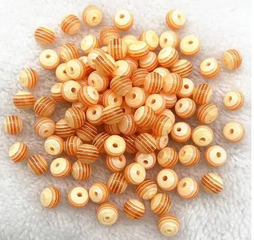TX02 50 Piezas 8mm Hermosas Redondas Transparencia Cuentas Sueltas Rayas Departamento de Joyería DIY Pulsera Asequible Accesorios de Tendencia Cuentas