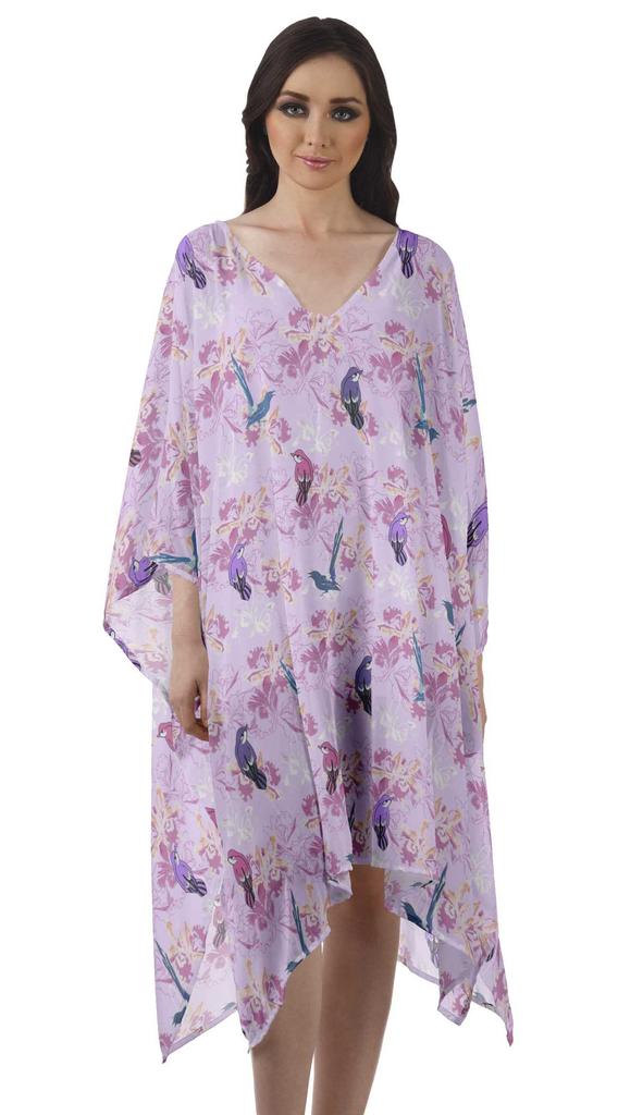 Moomaya Georgette Short Caftan Midi Dress Beach Swimwear Cover up Womens