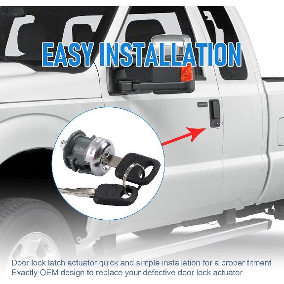Door Lock Cylinder Compatible with 1997-2011 Ford F-150 F-250 Expedition | with Key, Replacement for 1997-2016 Ford F-250 F-350 F-450 F-550 Super