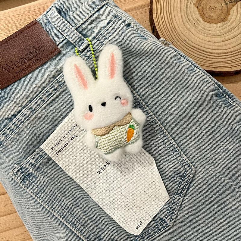 Cartoon Plush Bunny Toys Cute Stuffed Rabbit Doll Keychain Car Key Holder School Bag Pendant For Girl Birthday Gifts