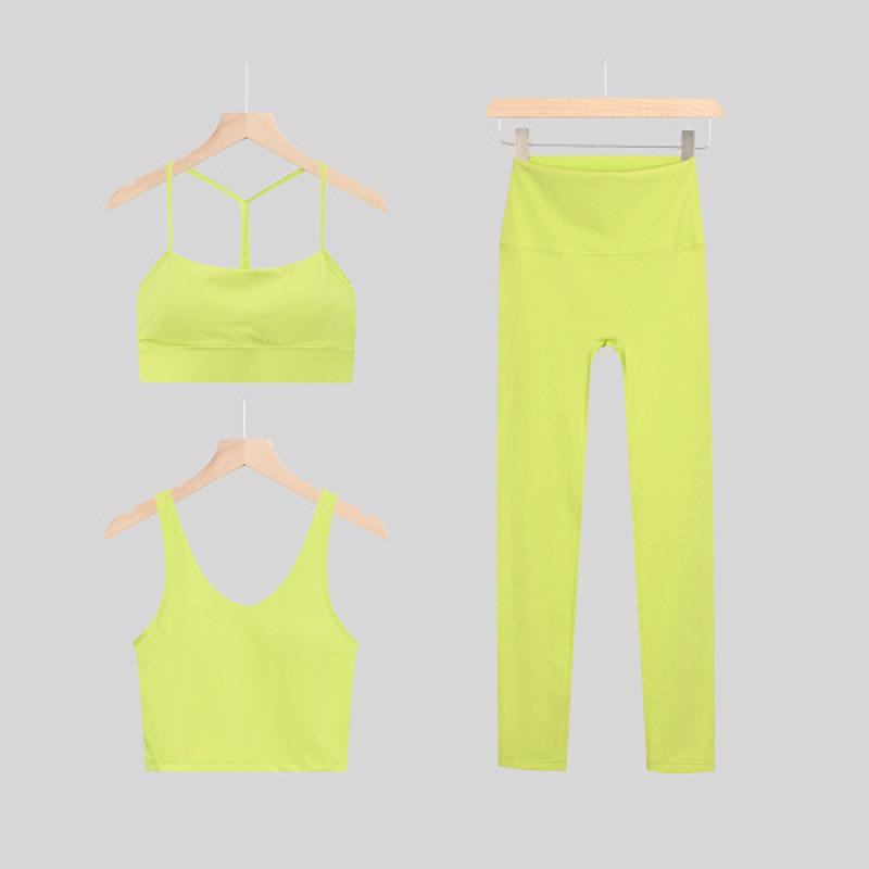 LULU Original Three-Piece Yoga Set: Beautiful Back Y/U-Shaped Vest & Quick-Dry, Breathable Nine-Point Pants for Women