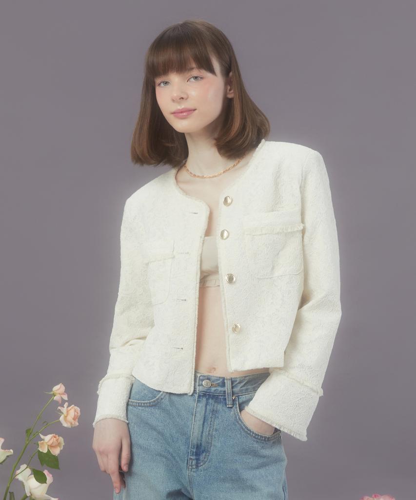 Margarin Fingers Lace Fringe Jacket (Ivory)