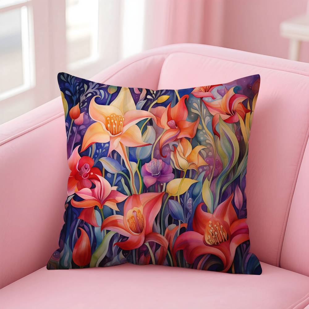 Stunning Colorful Floral Pillow Case Pattern Printing Pillowcase Living Room Sofa Cushion Cover Bedroom Room Decor