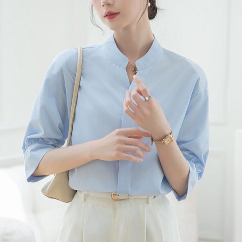 Shop   Women S Work blouSe Shaping Mandarin Collar 3 4 Sleeve Won Wbl Wfi1znk