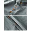 Japan Style Mens Linen Cotton Shirt Harajuku Stand Collar Long Sleeve Slim Fit Solid Color Male Casual Breathable Classical Tops