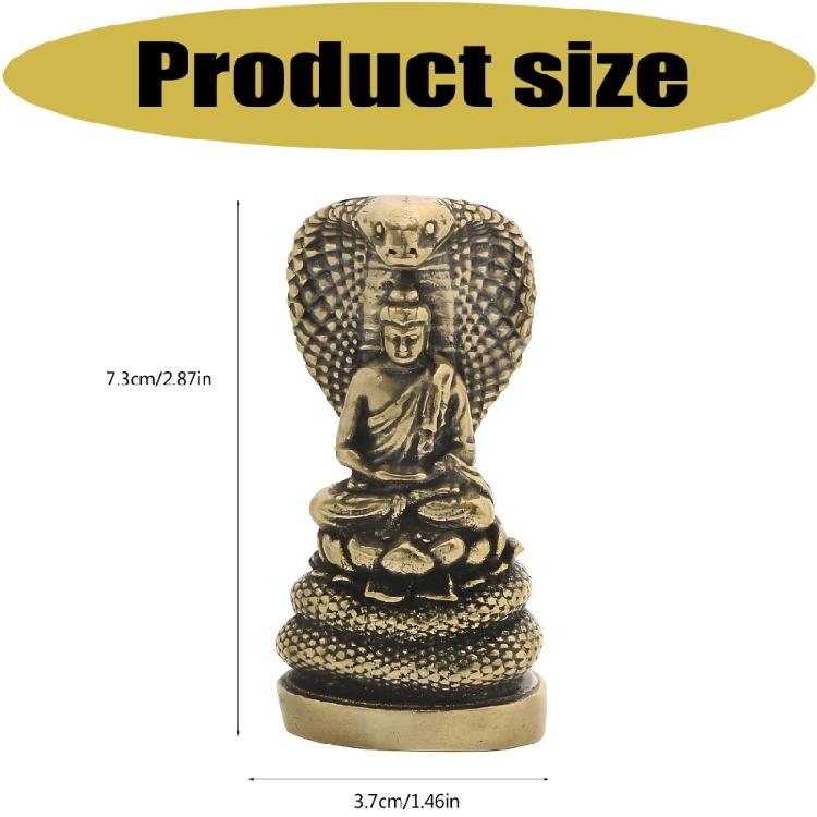 Intricate Metal Buddhas Sculpture With Snake Symbolism Temple Bronze Decoration For Mindful Living And Decors