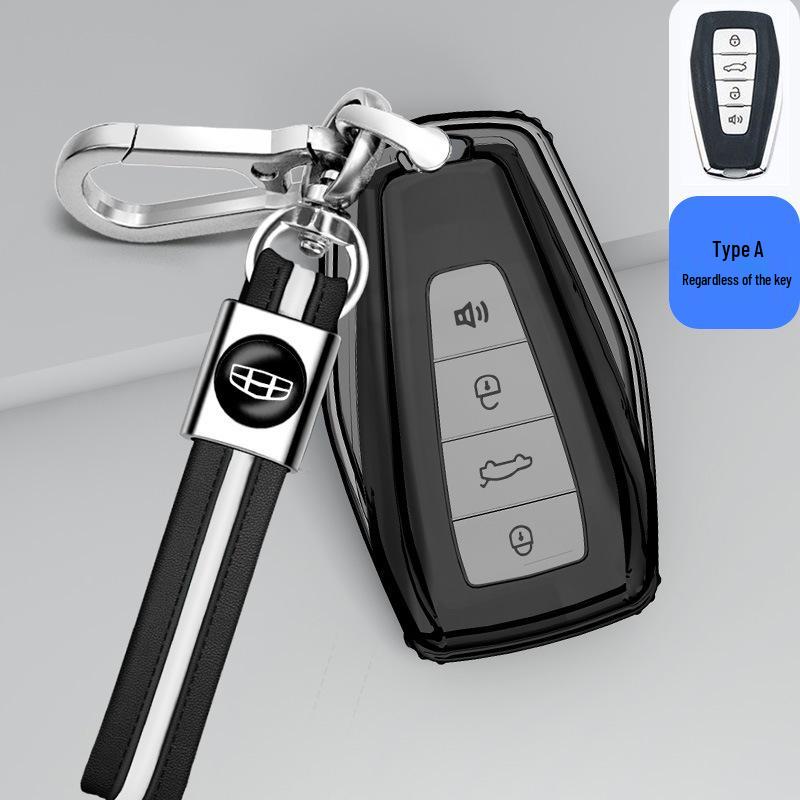 Pouzdro na klíč Geely pro Boyue, Binrui, Xingrui, Geometry E, Emgrand, Icon, Vision, Xingyue L - Průhledný obal s přezkou