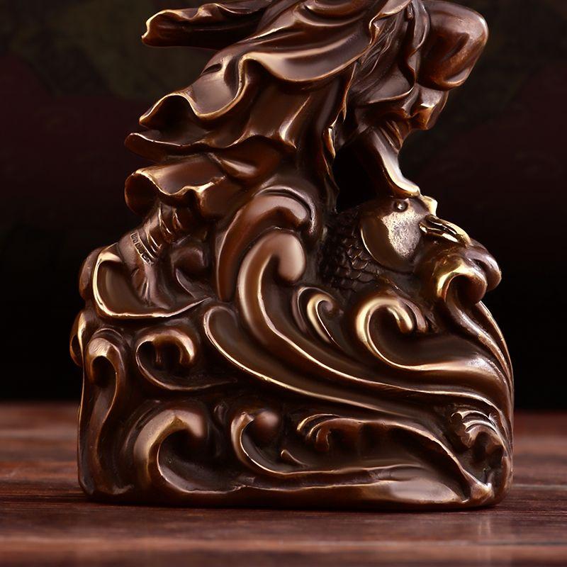 Chinesischer Stil Vintage Reines Kupfer Über den Fluss Setzen Zen-Inspirierte Handarbeiten Antike Figuren Buddha-Statuen Heimdekorationen