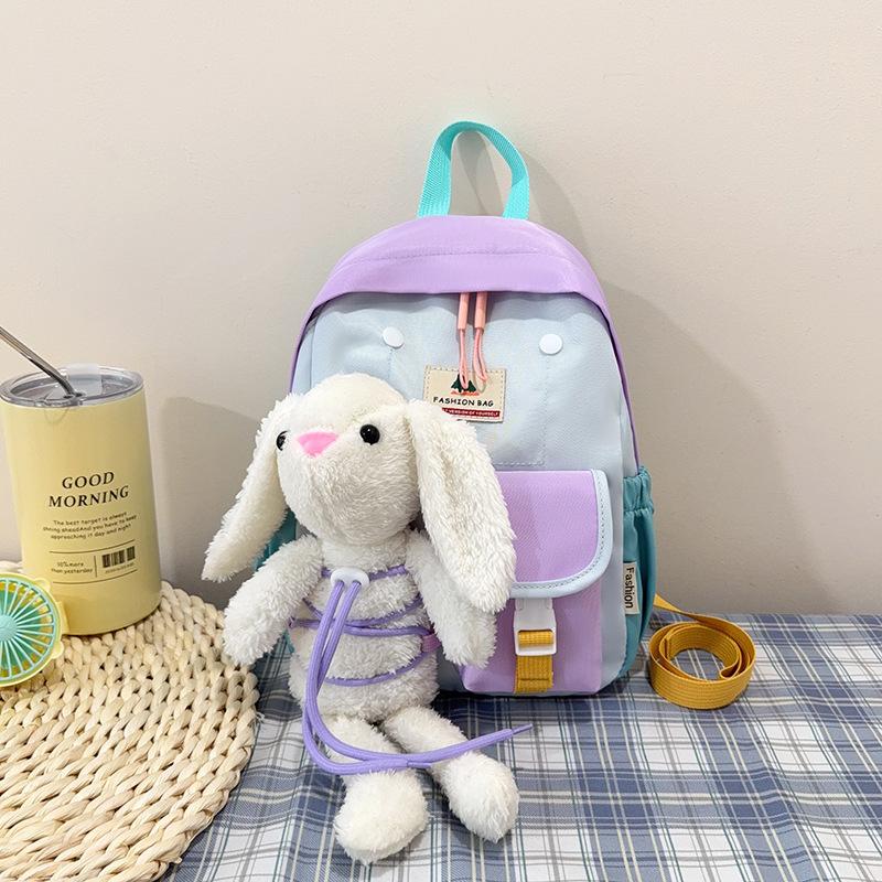 Schoolbag Removable Plush Doll Ins Wind Children's Cute Backpack Men's and Women's Lightweight Schoolbag Kindergarten Baby Backpack