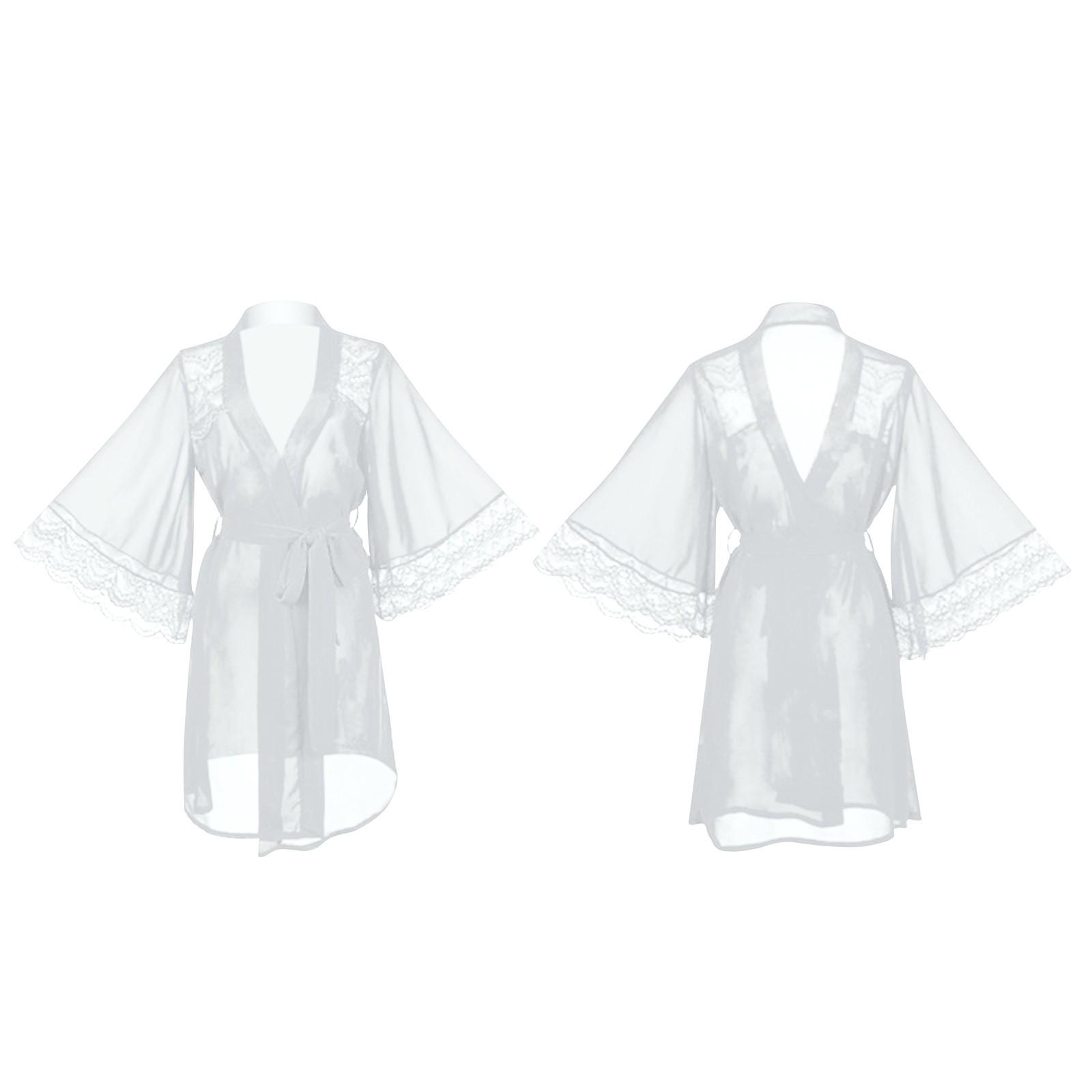 

Персонализированные кружевные новые пижамы из искусственного шелка, кардиган, халат, лето S белый