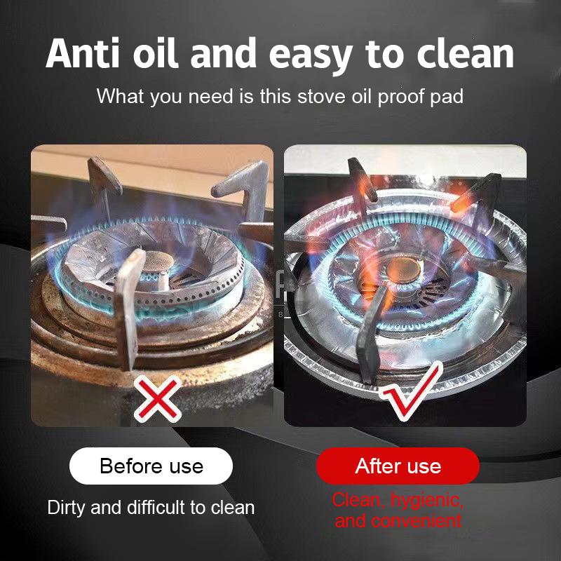 Set da 10 Pezzi Coperture in Foglio di Alluminio Spesso Protezione Anti-Olio per Fornello a Gas Copertura Protettiva Pad Pulizia Resistente Parti per Pulizia Cucina