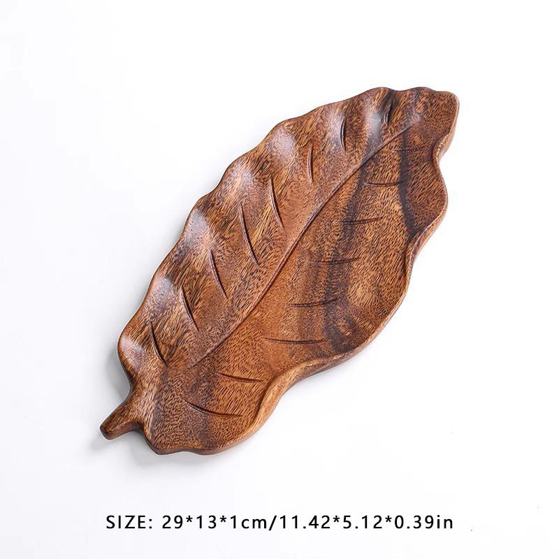 Creative Wooden Tea Tray Leaf Shape Walnut Wood Afternoon Tea Plate Snack Fruit Plate Chinese Tea Ceremony Decor Accessories