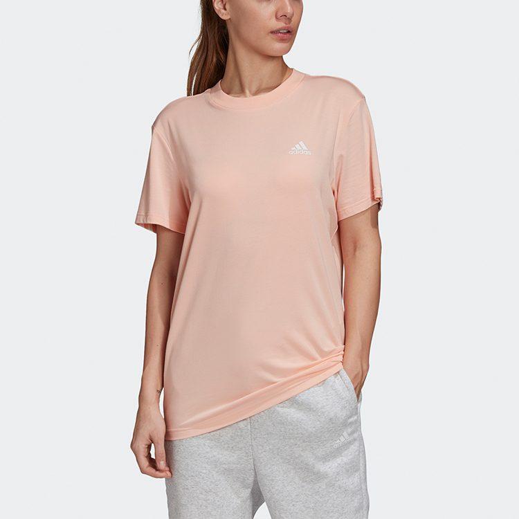 Adidas T Shirts Women's Hazy Coral Powder Crew Neck Moderate Straight Fit GH3800