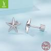 Three-Dimensional Star Thread Plain Silver Stud Earrings Personalized Versatile S925 Sterling Silver Star Stud Earrings