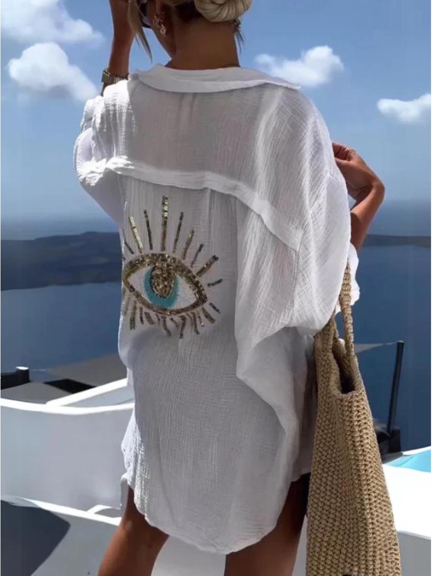 

2024 Spring/Summer Women s Cotton-Linen Casual Long Sleeve Shirt with Turn-Down Collar 4XL