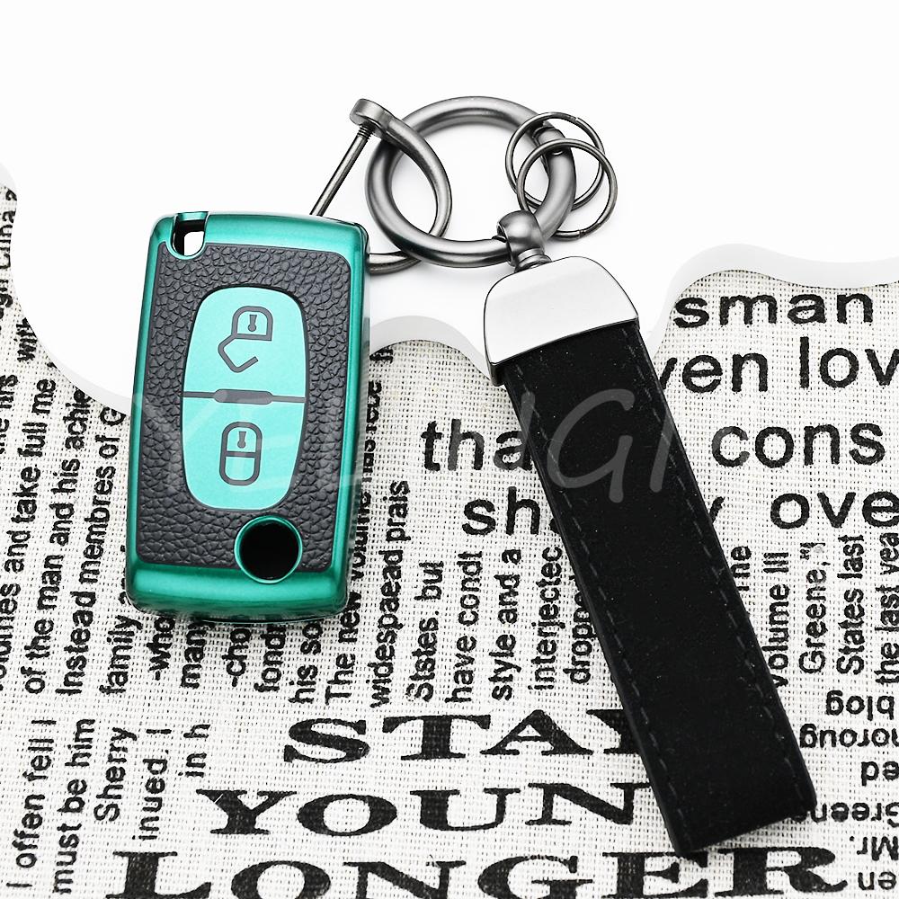 Shell Fob For Citroen Xsara Picasso C5 C6 C8 Leather Tpu Car Remote Key Case Cover For Peugeot 107 207 307 308 407 607 3008 5008
