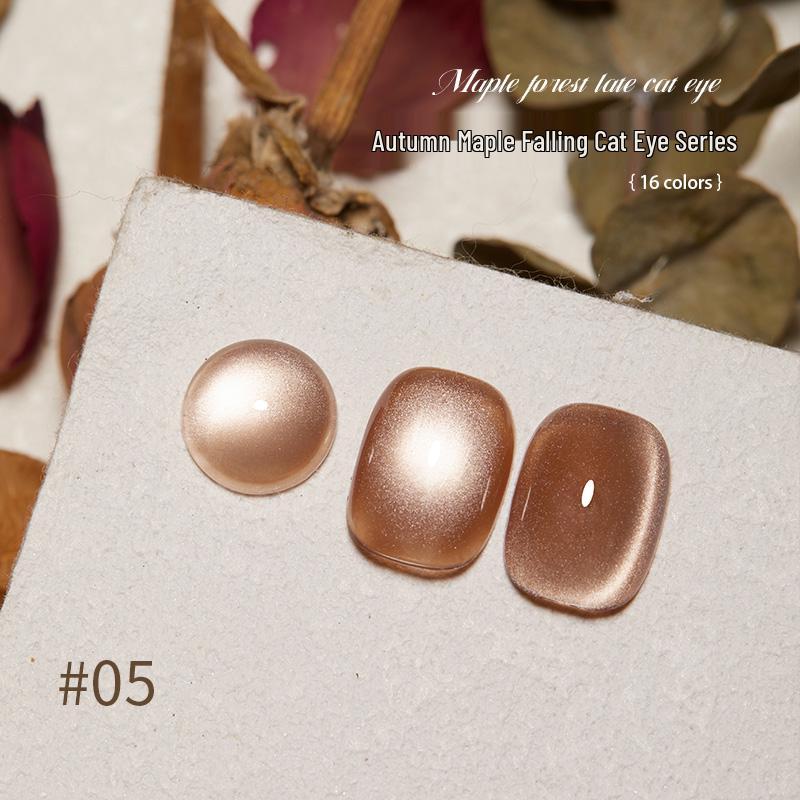 Baoshiman Maple Forest Cat Eye Nail Polish Gel - 2025 Sparkle Glass Beads Silk Nail Art