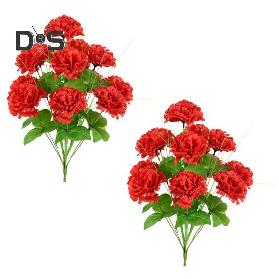 

2 шт. Искусственная гвоздика Реалистичная 12 головок Искусственный шелковый цветок Свадебная вечеринка В помещении На улице Искусственные цветы Растения Украшение День матери День учителя красный