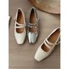 French retro square head Mary Jane shoes women's 2025 new light mouth thick heel flat bottom small leather shoes evening gentle single shoes