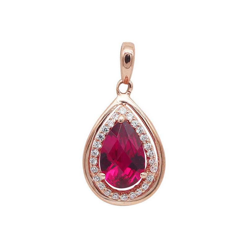 Pure Purple Gold Red Pomegranate Chain Set, Exquisite Rose Gold-Plated Color Gold Luxury Pendant.