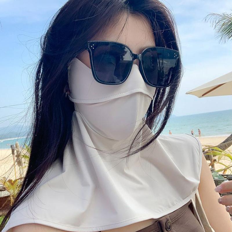 Summer Ice Silk Sun Protection Mask For Women Upf50+ Anti-Uv Scarf Outdoor Cycling Hiking 360Fahrenheitace Neck Cover