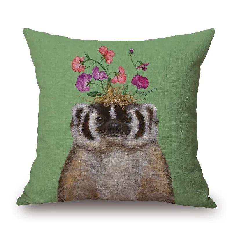 Squirrel Bird Owl Bear Fox Deer Animal Decorative Cushion Cover Sofa Throw Pillow Case