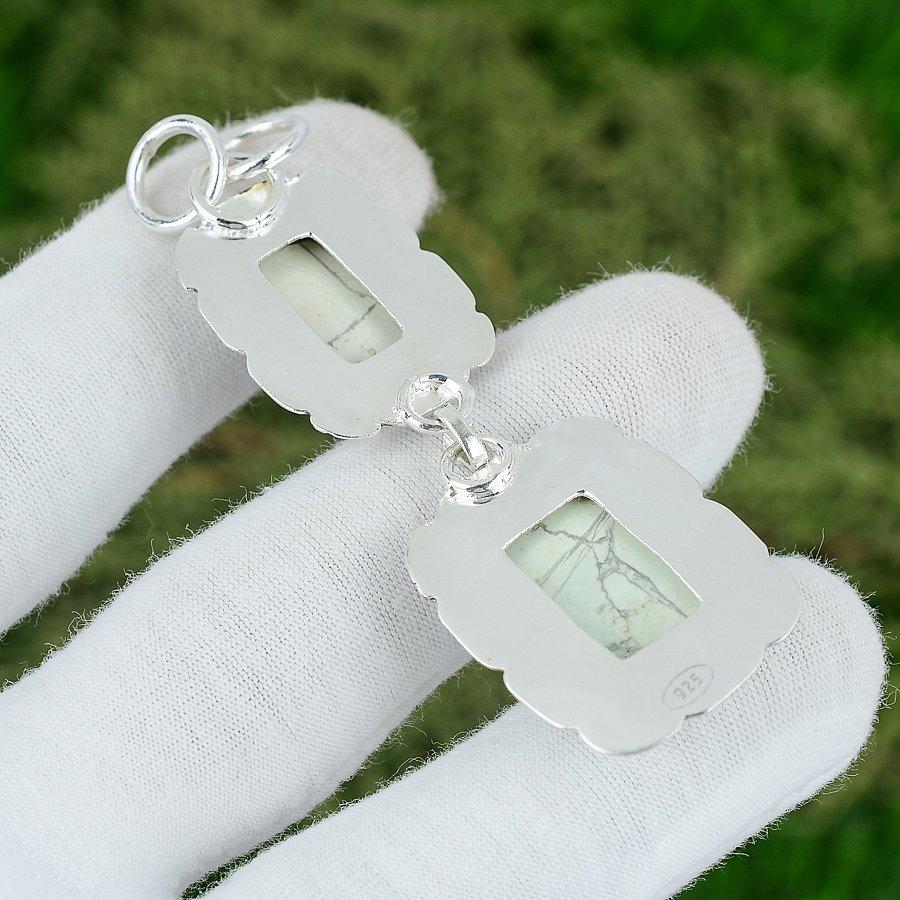 Wedding Gift For Her 925 Sterling Silver Natural Howlite Gemstone Pendant