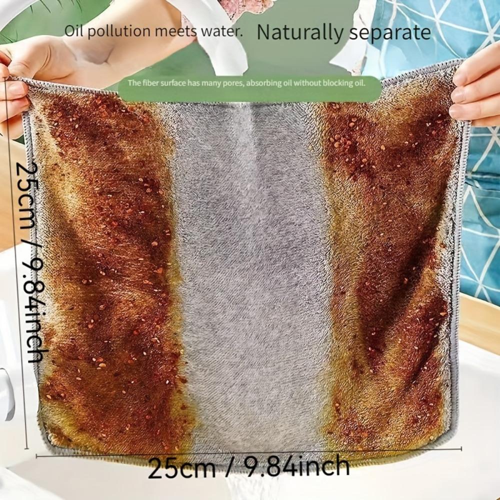 3 PC Thickened Bamboo Charcoal Fiber Cloth, Absorbent and Non-stick Oil, Towel, Kitchen, Multi-functional, Antibacterial, Soft, and Cleaning Cloth