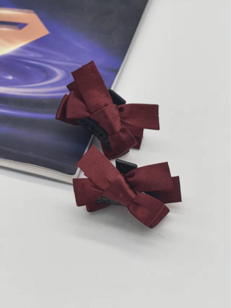 Red Plaid Bow Hair Clip - Women's Daily Hair Accessory