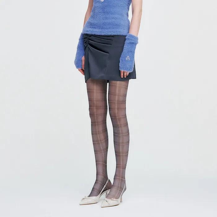 Plaid Check Stocking _ GREY