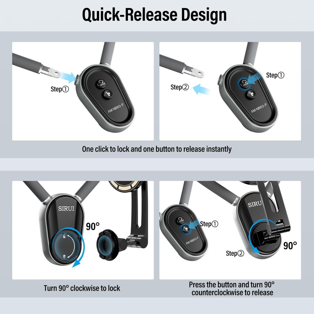 SIRUI Magnetic Neck Mount for POV Necklace Mount Vlogging Accessories for Android GoPro Hero Insta360 Action Cameras Phones, Hands-Free iPhone,