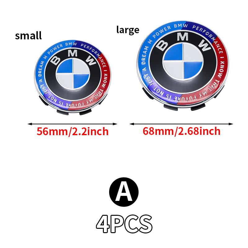 4 Stück 56mm 68mm Felgendeckel für BMW 50. Jubiläum M Power Karbonfaser Felgennabe Emblem Abzeichen E46 E90 F10 F30 G20 X5