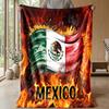 Mexico footbal Printed Flannel Blanket Skin Friendly Warm Decorative Throw for Indoor Couch Bed Daily Use
