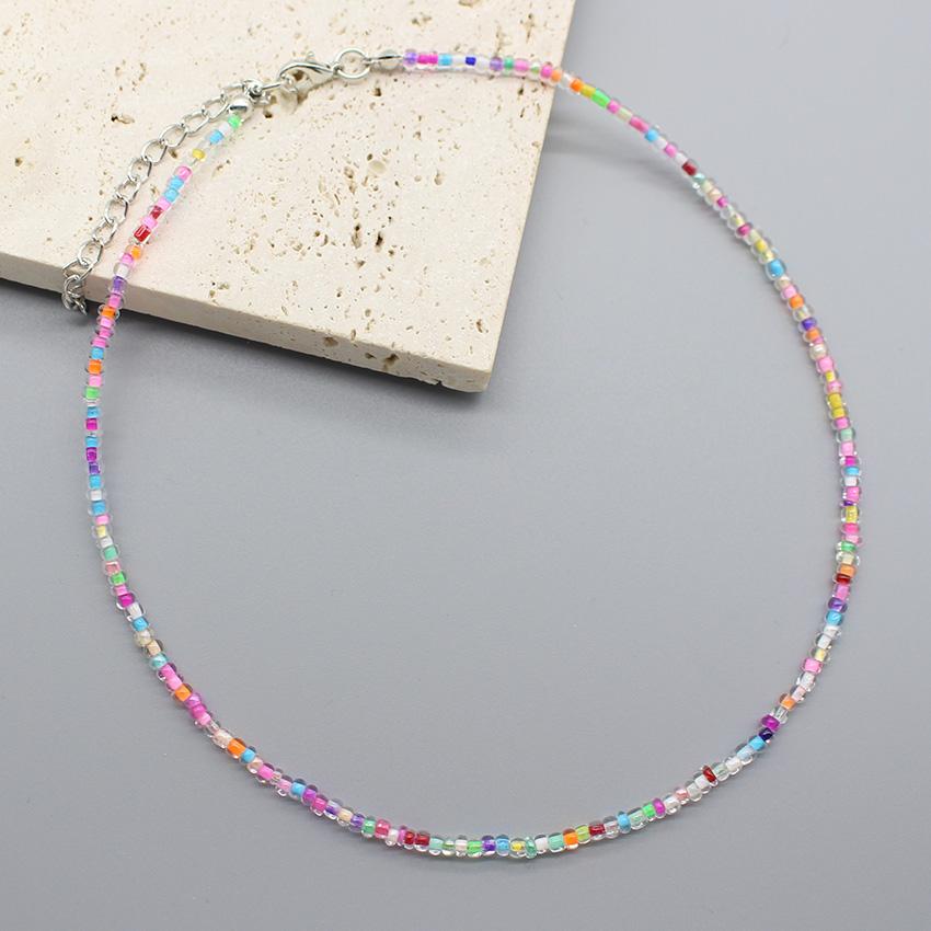 Simple Seed Beads Choker  Women Korean Fashion Charm Colorful Handmade Boho Collar Chain Neck Necklace Femme Jewelry  Gift