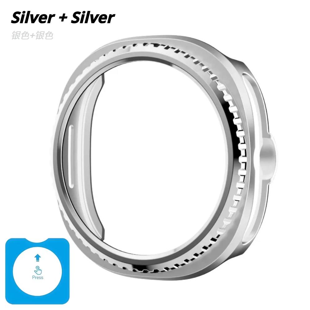

Кольцо-безель+Чехол-накладка для Samsung Galaxy Watch 8 classic 46мм Защита Жесткий ПК Бампер Рамка Galaxy Watch8 classic Закаленная пленка Защитный Watch 8 Classic 46mm серебряный